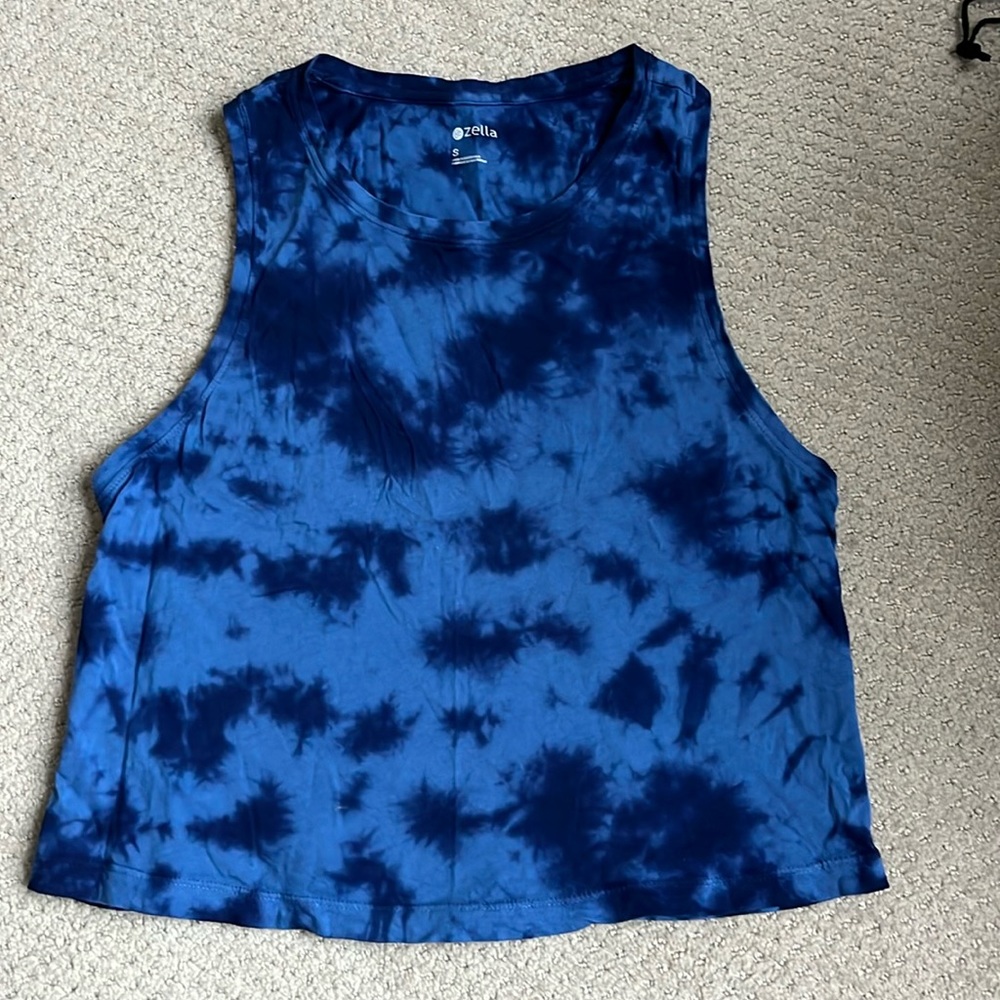 Zella Blue Tie Dye Crop Tank Top